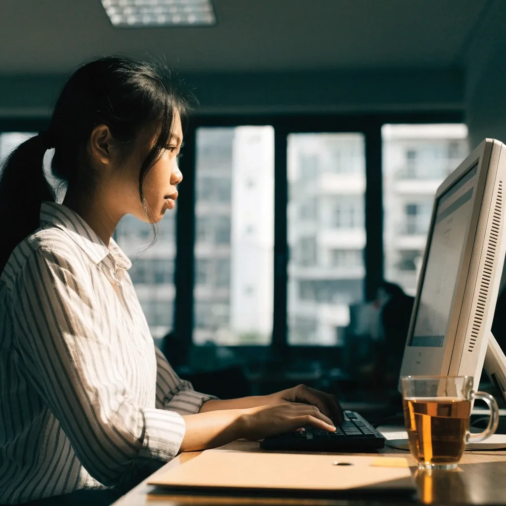A reader typing a question to the SuplemenPria.id editorial team from a sunlit desk